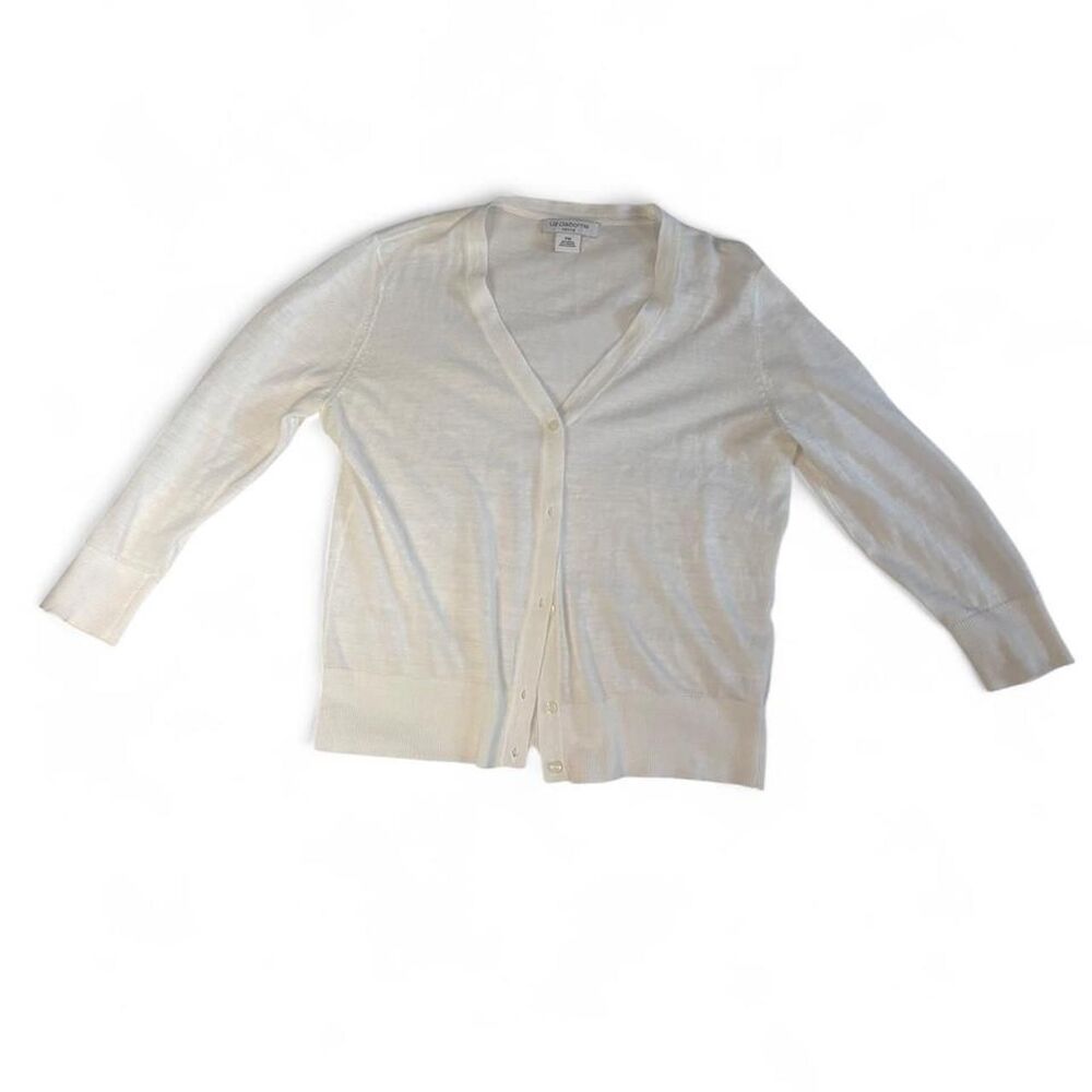 Liz Claiborne Women's Sheer White Cardigan sz PM